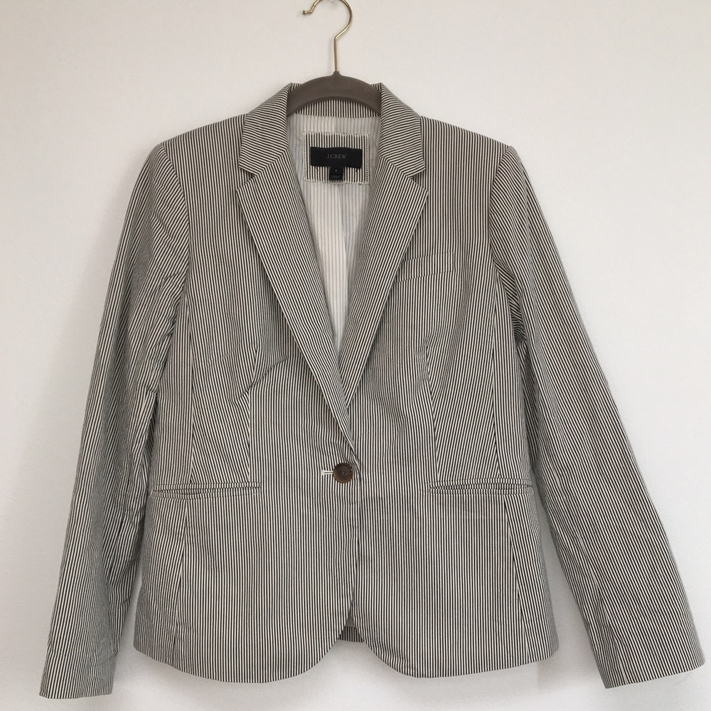 Loft Women's Black and White Striped Blazer